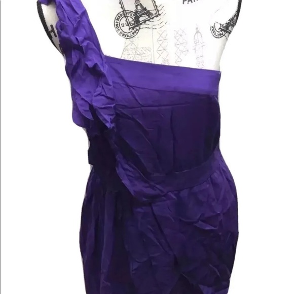 BCBG Generation One Shoulder Pencil Dress Mini Purple  8 - Picture 3 of 7